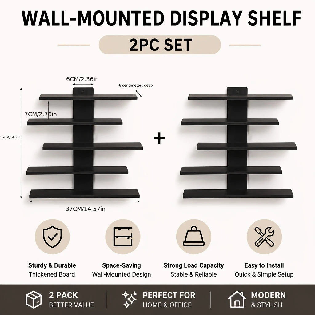 Four Piece Modern Floating Wall Shelf Display Rack Set