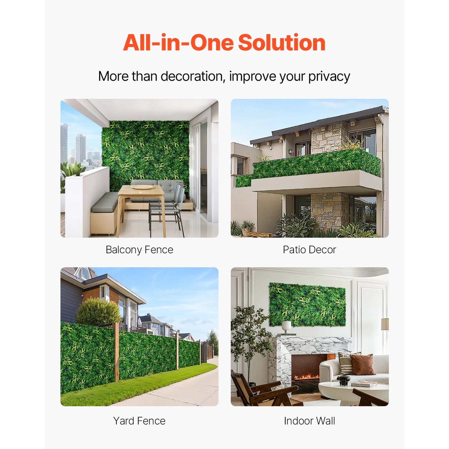Artificial Grass Wall Panels 3D Boxwood Privacy Backdrop