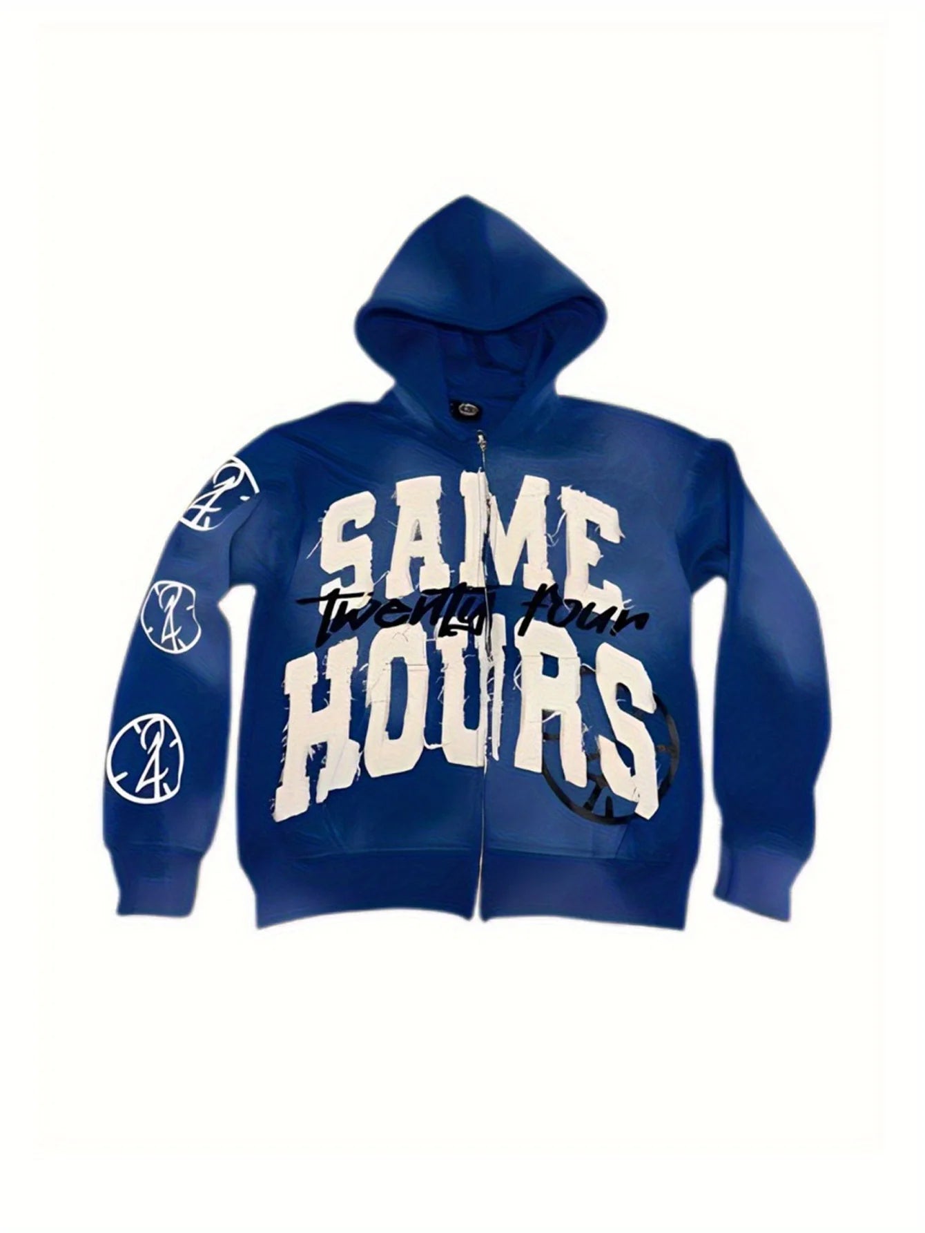 Men's Gothic Hoodies Harajuku Letter Printing Graffiti Sweatshirt Fashion Full Zip Streetwear
