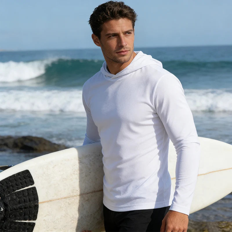 Men's Hooded Quick Dry Long Sleeve T Shirt For Daily Wear