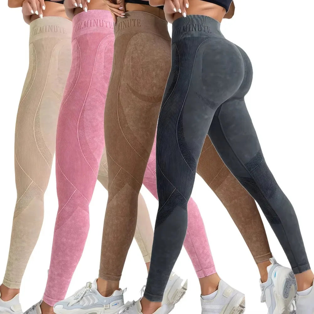 Women Yoga Pants  Seamless Gym High Waist pants  Hip Lifting Outdoor Sports Tight Waist Letter Sand Washed Pants Exercise 2033