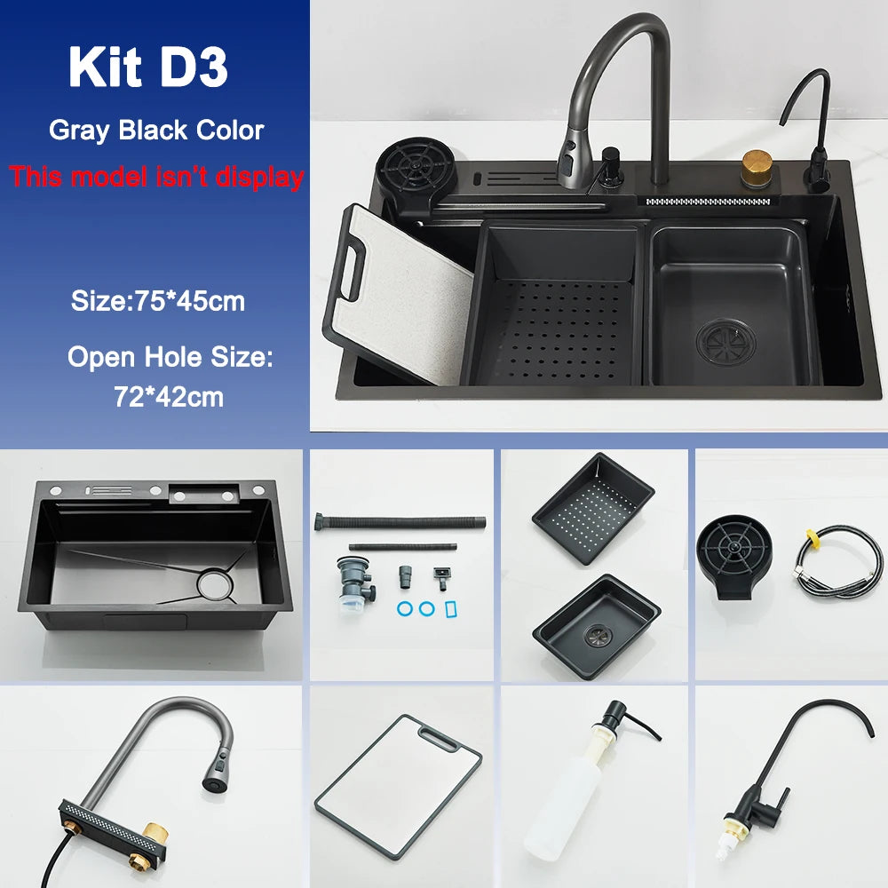 Rozin Stainless Steel Kitchen Sink With Faucet Digital Display