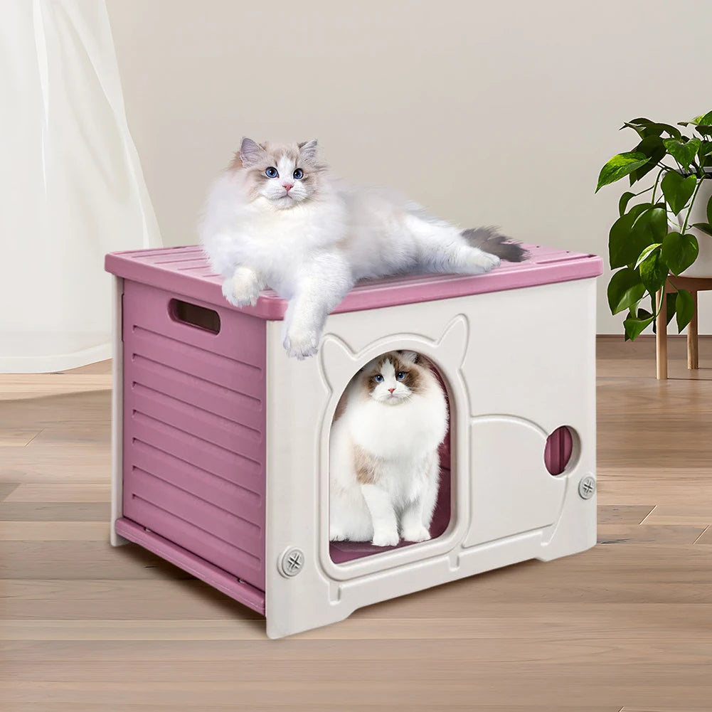 Outdoor Cat House Rainproof Shelter Stray Four Seasons Cozy House for Small Pets Outdoor Kitten Nest