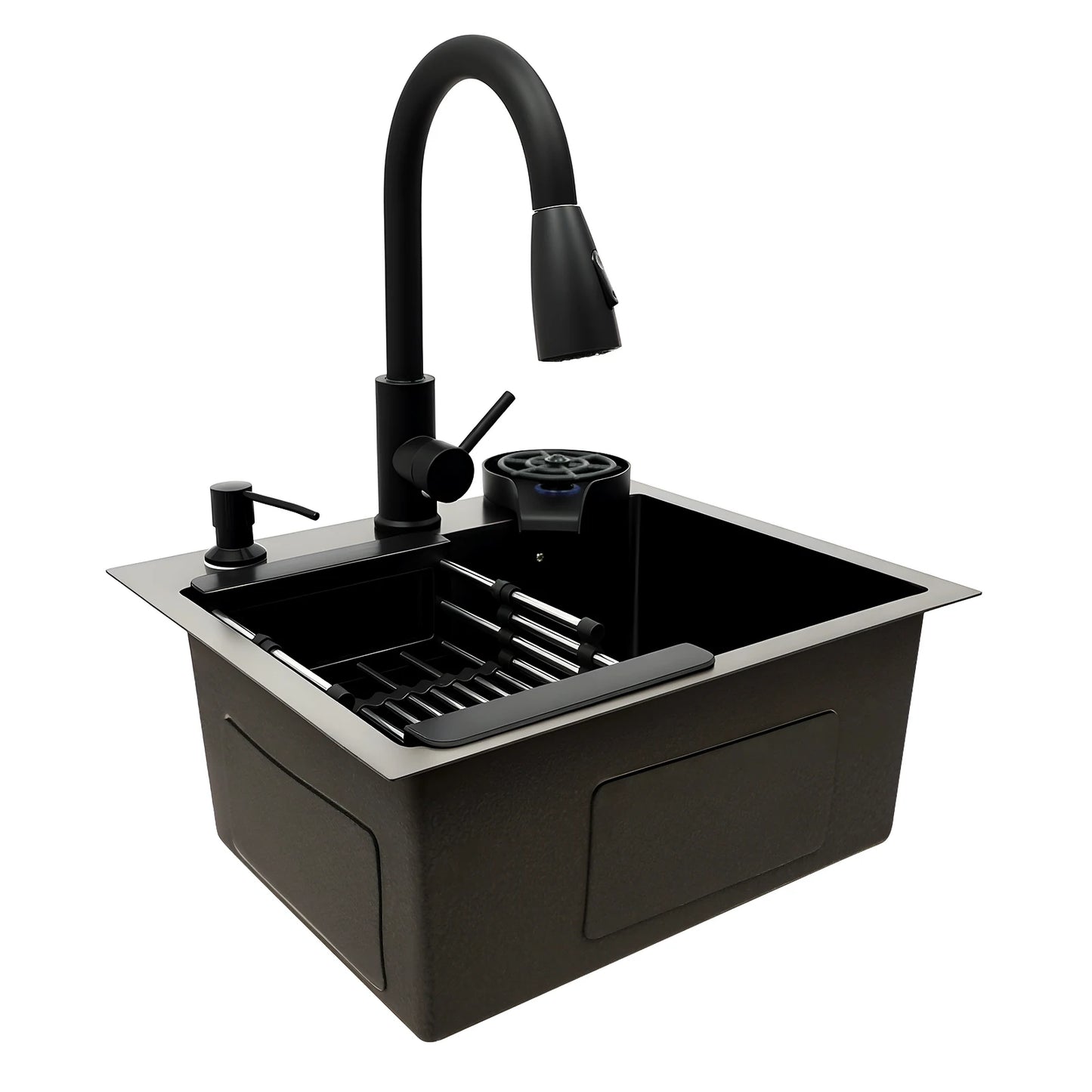Multifunctional Kitchen Sink With Retractable Faucet And Soap Dispenser