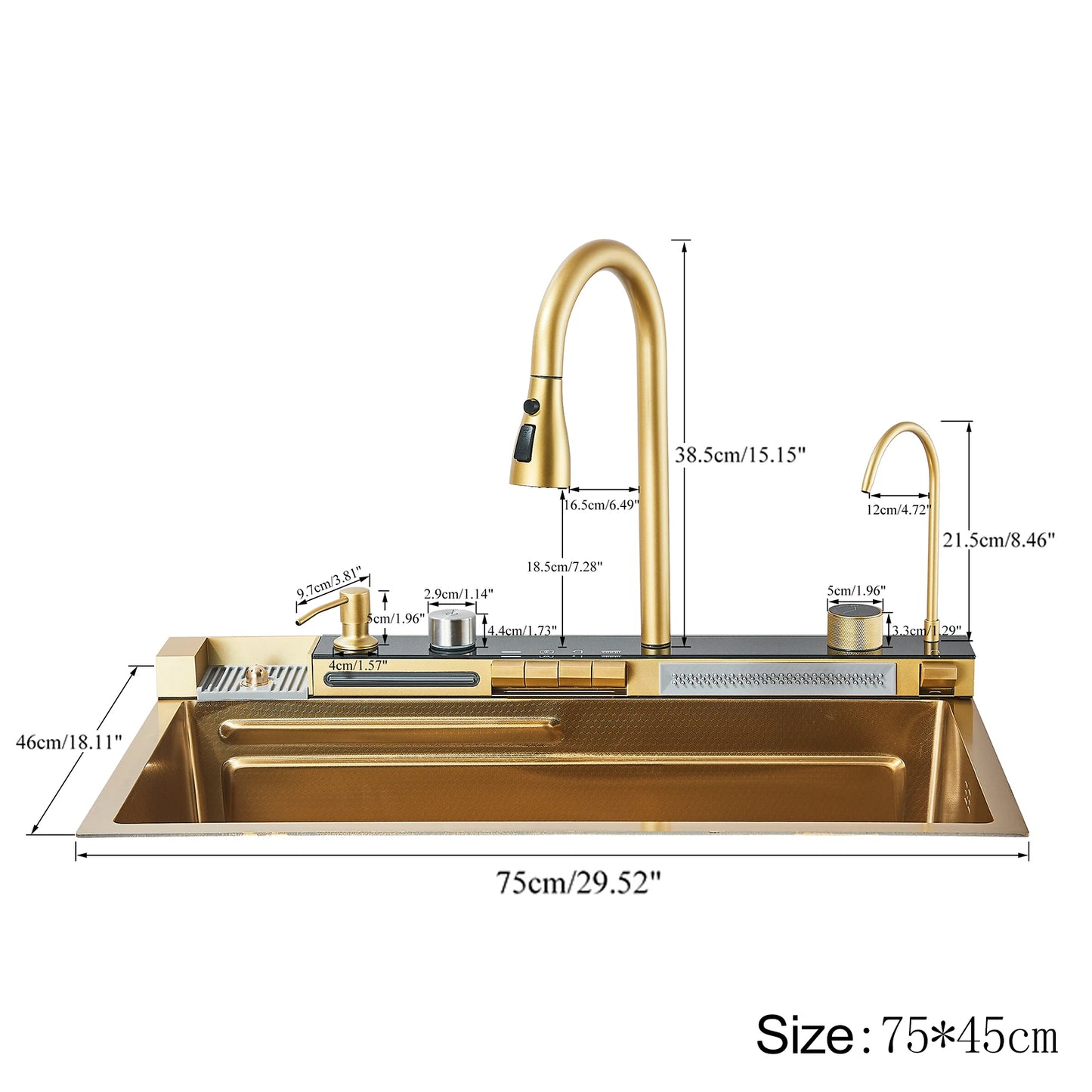 Stainless Steel Waterfall Kitchen Sink Faucet Set With Digital Display