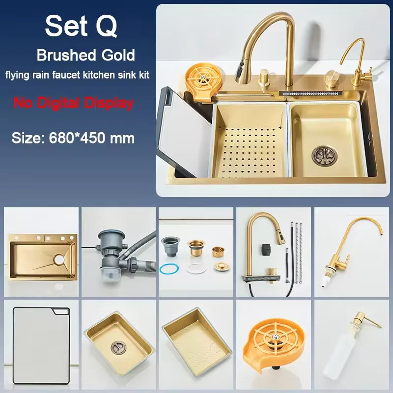 Rozin Stainless Steel Kitchen Sink With Faucet Digital Display