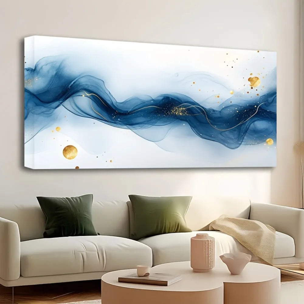 Pine Wood Frame Abstract Gradient Painting For Living Room