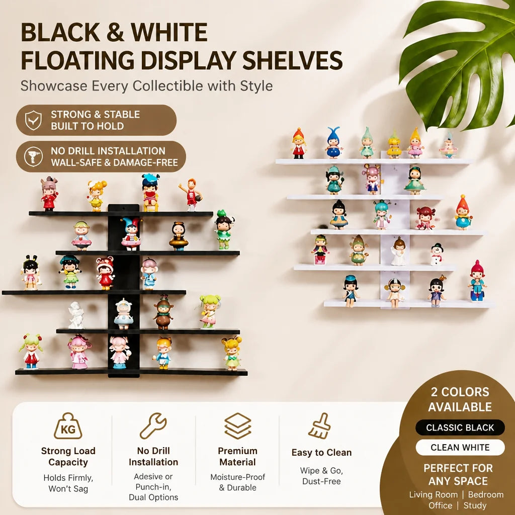 Four Piece Modern Floating Wall Shelf Display Rack Set