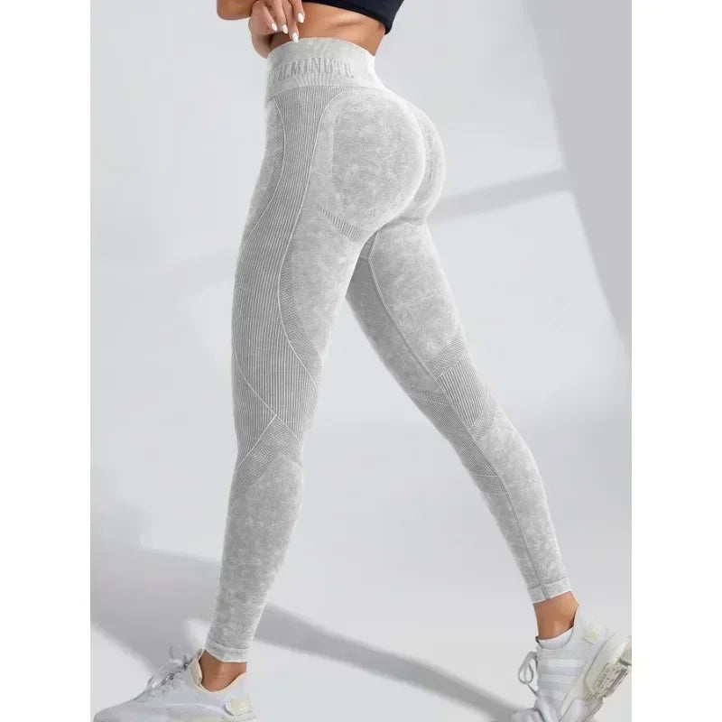 Women Yoga Pants  Seamless Gym High Waist pants  Hip Lifting Outdoor Sports Tight Waist Letter Sand Washed Pants Exercise 2033