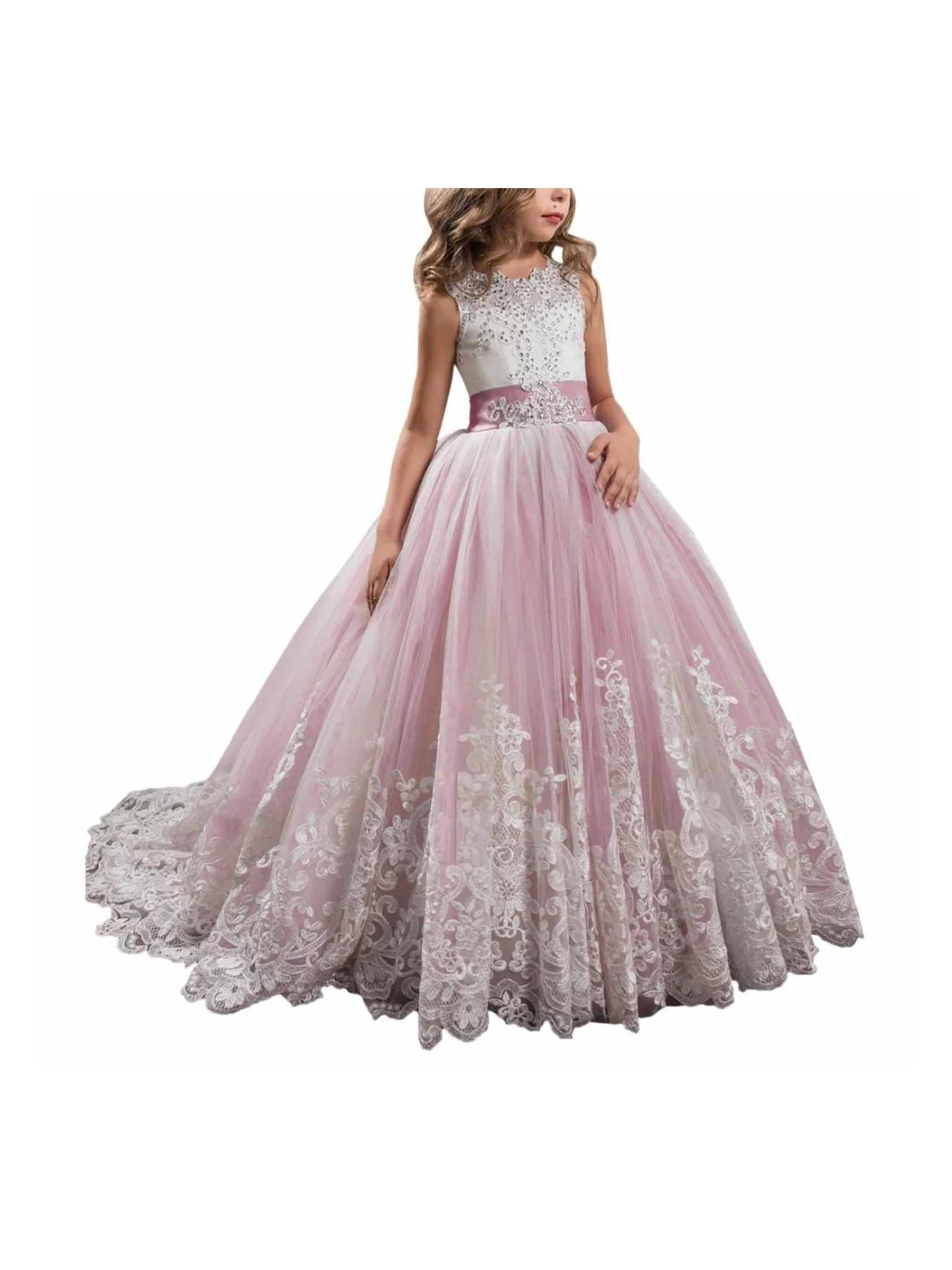 Girls' Lilac Autumn and Winter Princess Dress Children's Tulle Ball Gown Christmas Holiday Dress