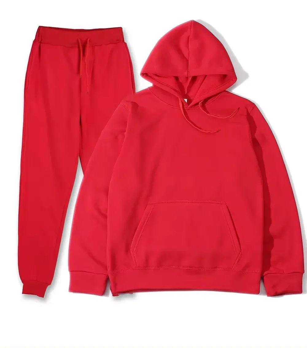 Winter Tracksuit Women Two Piece Set - Oversized Hoodie Sweatpants Solid Color Sportswear Suit |Casual Sweatshirt Trouser Set