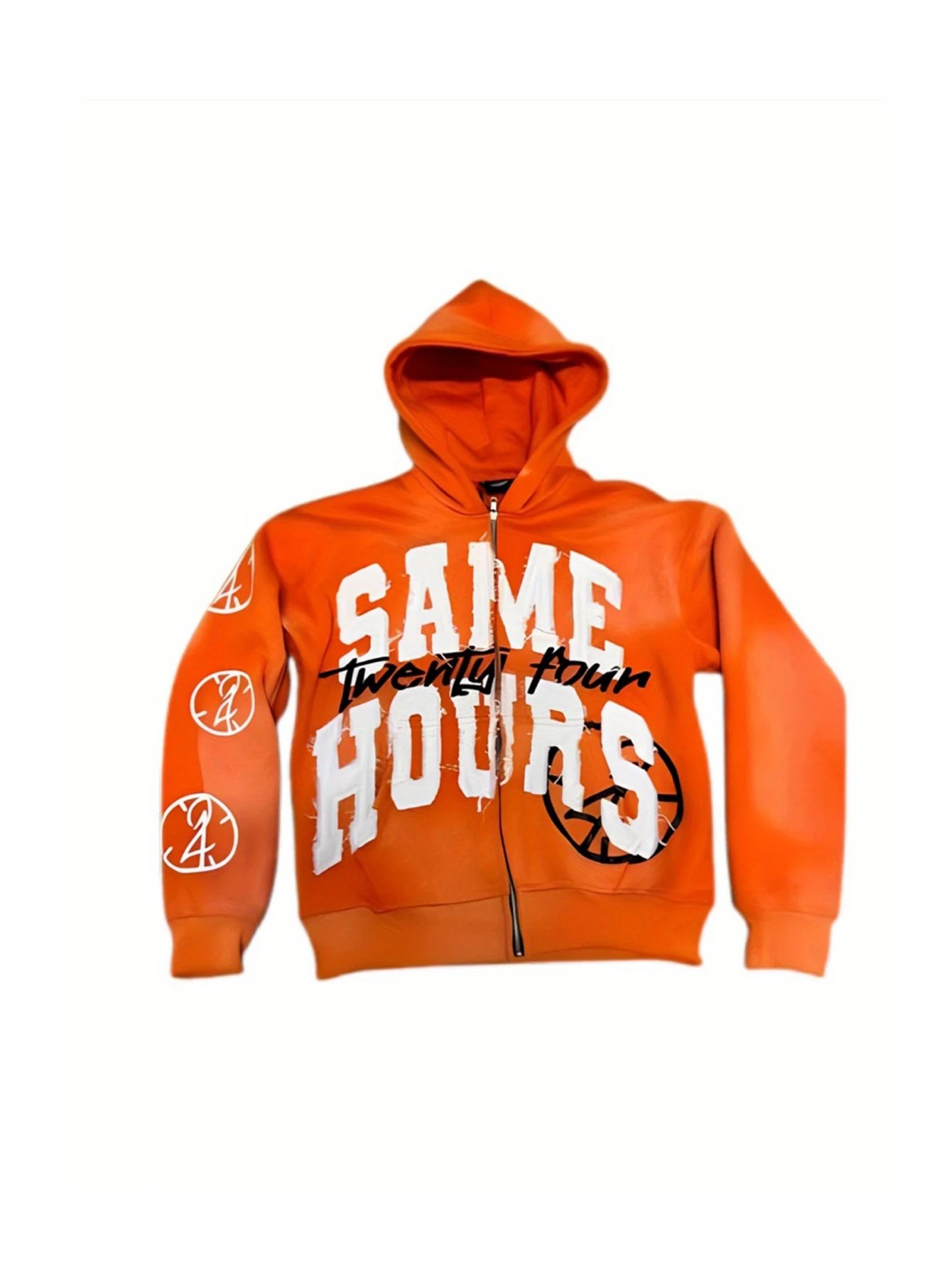 Men's Gothic Hoodies Harajuku Letter Printing Graffiti Sweatshirt Fashion Full Zip Streetwear