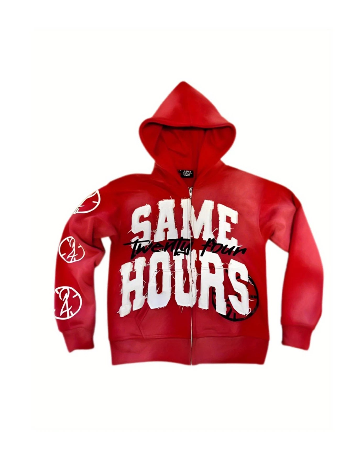 Men's Gothic Hoodies Harajuku Letter Printing Graffiti Sweatshirt Fashion Full Zip Streetwear