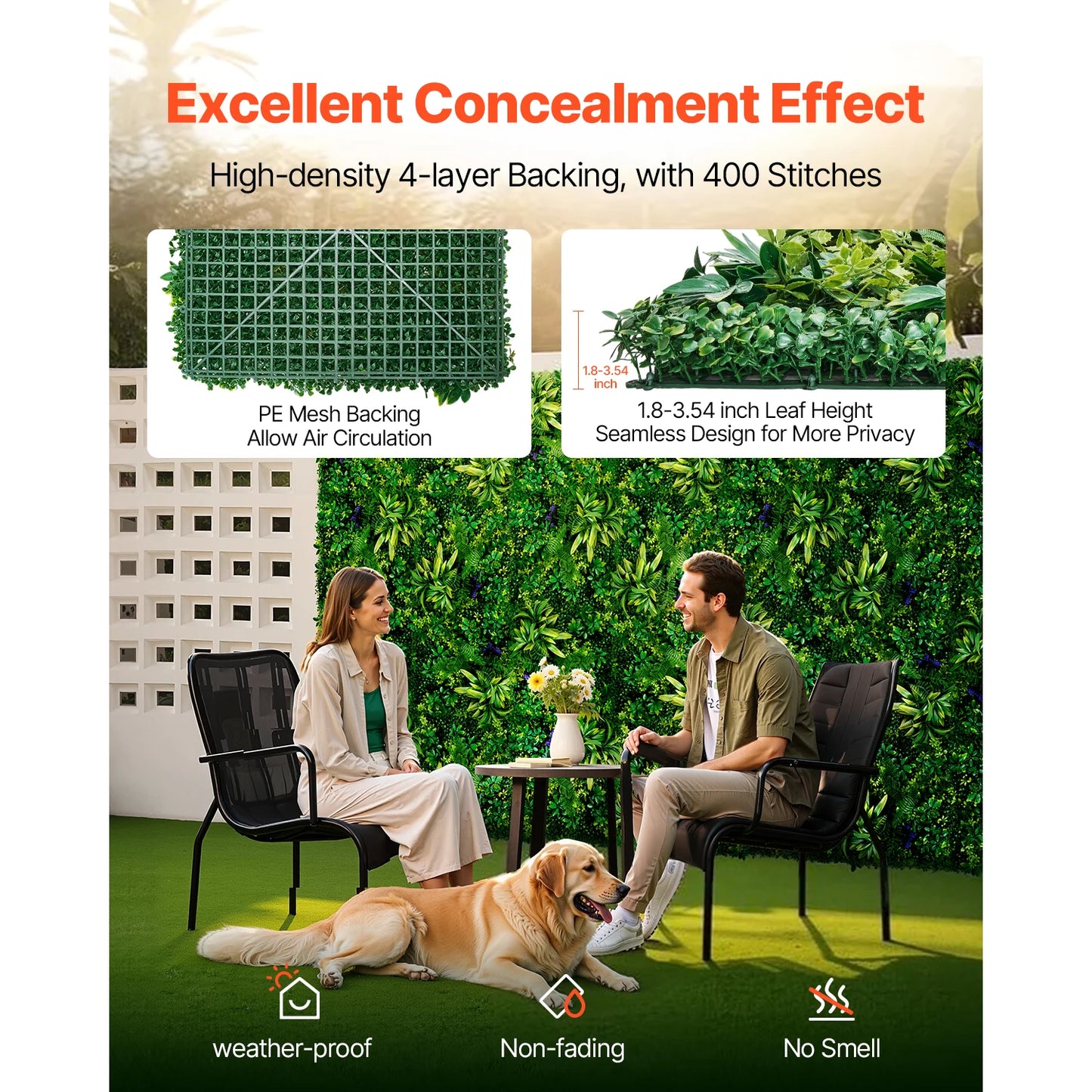 Artificial Grass Wall Panels 3D Boxwood Privacy Backdrop