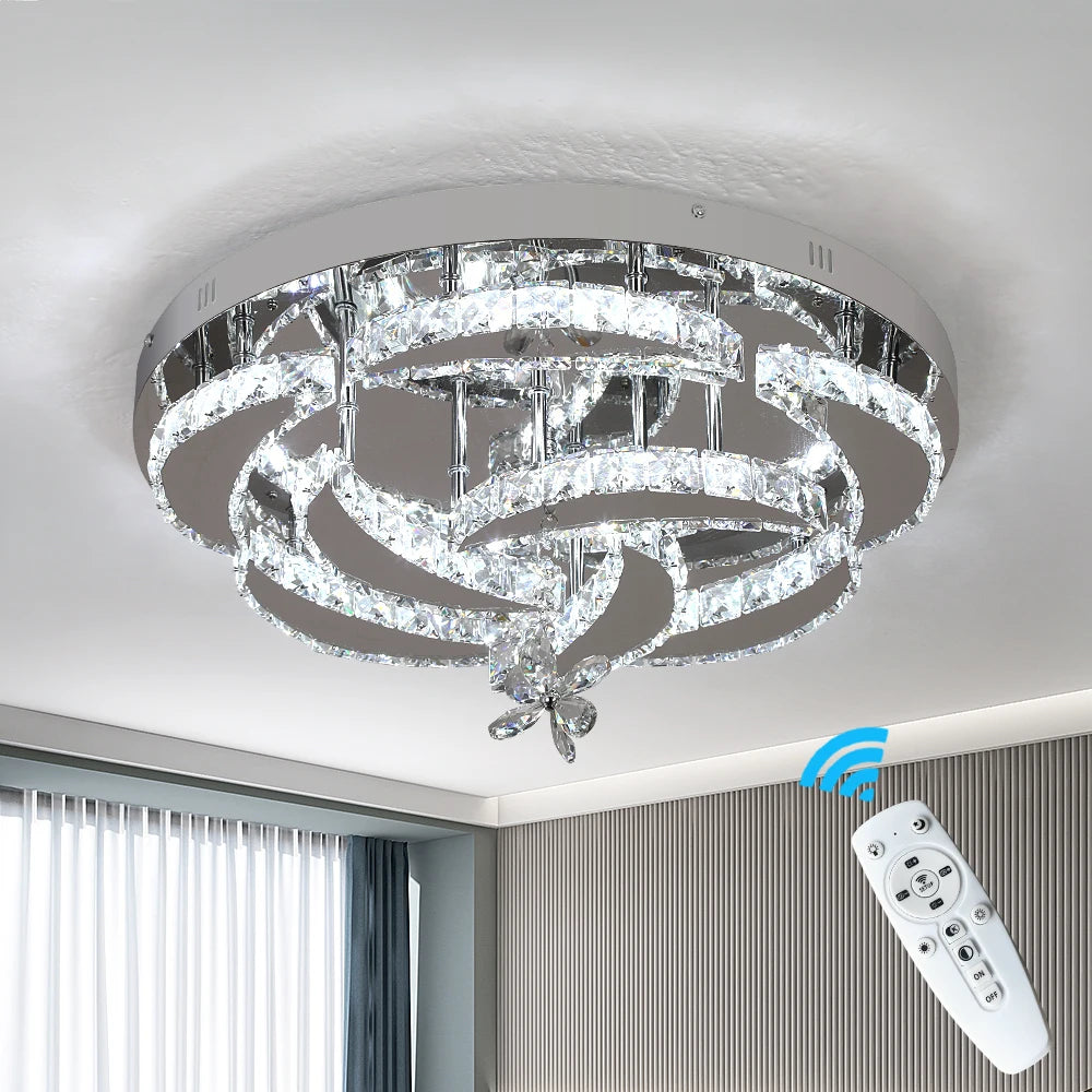 VETRULUS Modern Crystal LED Chandelier Ceiling Light