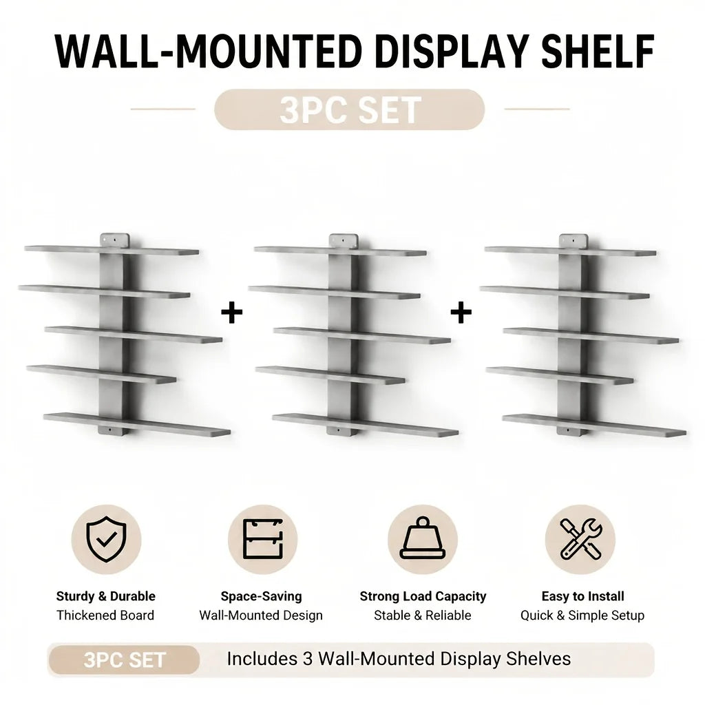 Four Piece Modern Floating Wall Shelf Display Rack Set
