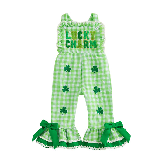Adorable Baby Boy St Patrick s Day Green Romper Shamrock Print Sleeveless Jumpsuit for Spring Summer Celebration