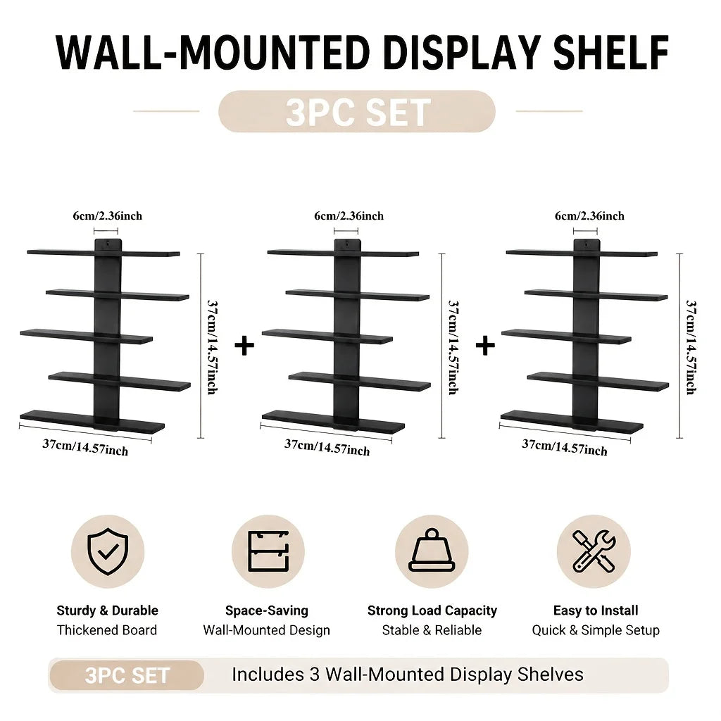 Four Piece Modern Floating Wall Shelf Display Rack Set