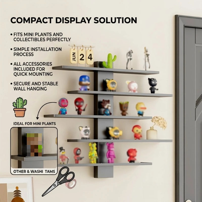 Four Piece Modern Floating Wall Shelf Display Rack Set