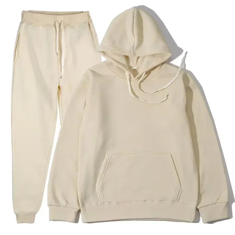 Winter Tracksuit Women Two Piece Set - Oversized Hoodie Sweatpants Solid Color Sportswear Suit |Casual Sweatshirt Trouser Set
