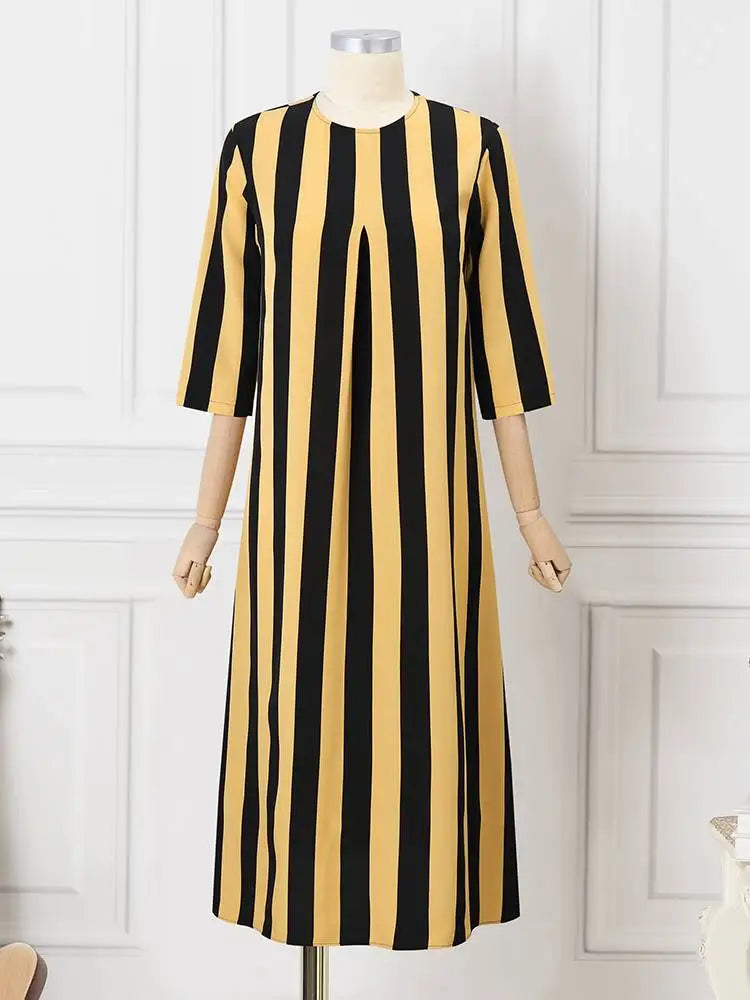 ZANZEA Women Muslim Abaya Dress Casual Modest Kaftan Robe