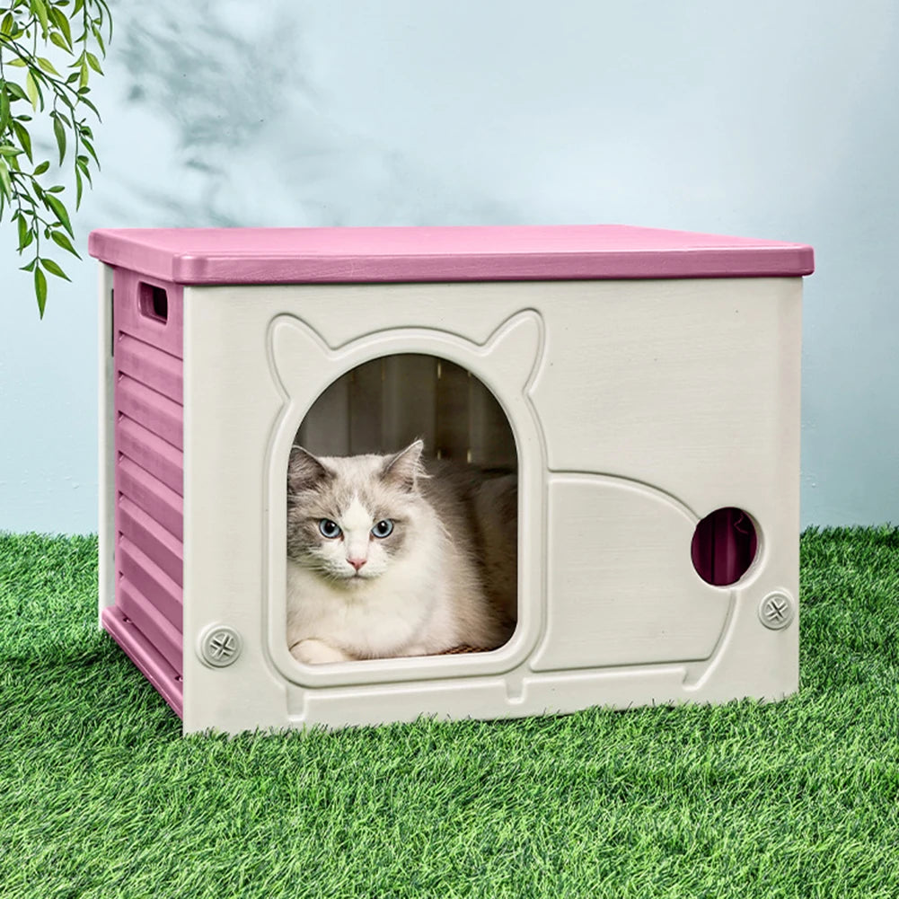 Outdoor Cat House Rainproof Shelter Stray Four Seasons Cozy House for Small Pets Outdoor Kitten Nest
