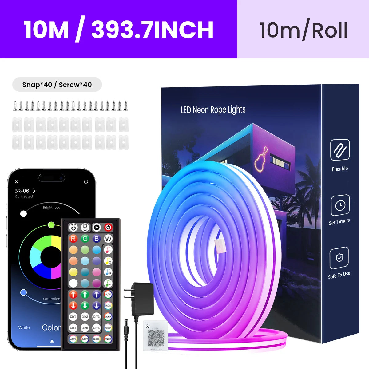 Aiopp Neon LED Rope Lights RGB Strip With Remote App