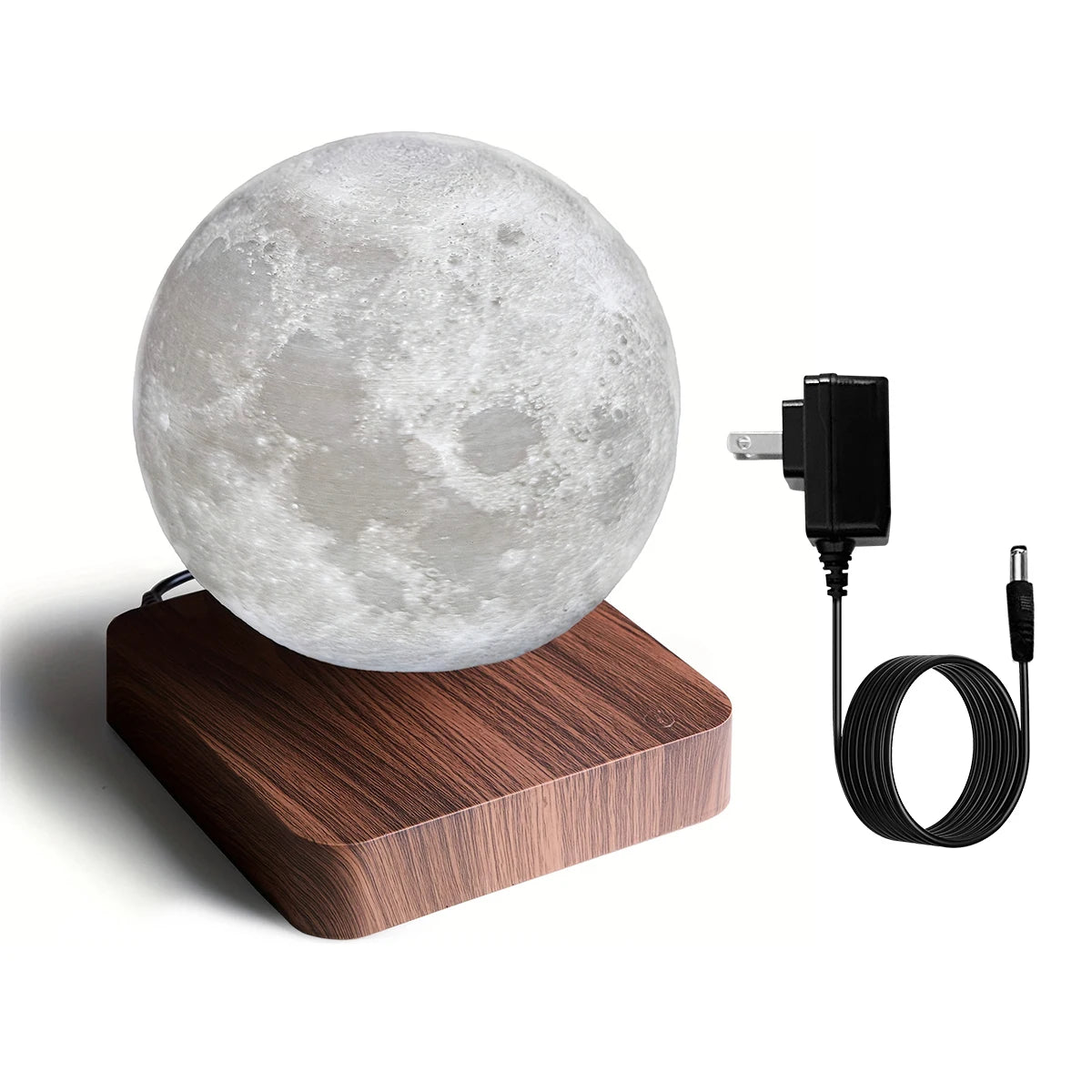 Mexllex Magnetic Floating Moon Lamp, Wooden Base, 3 Color LED