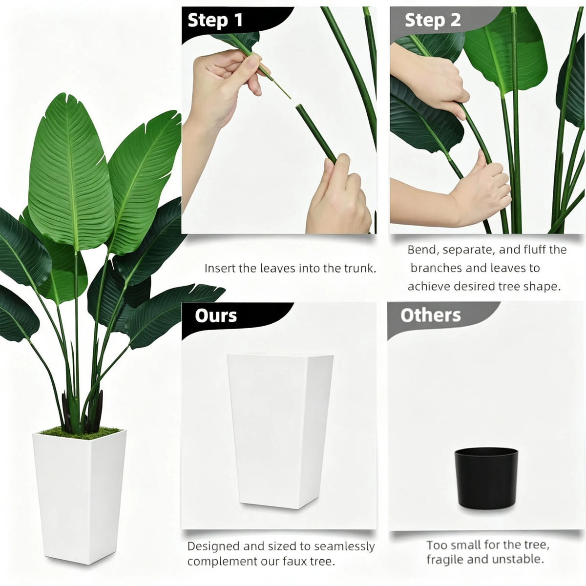 Olitree Artificial Bird Of Paradise Potted Floor Plant Indoor Decor