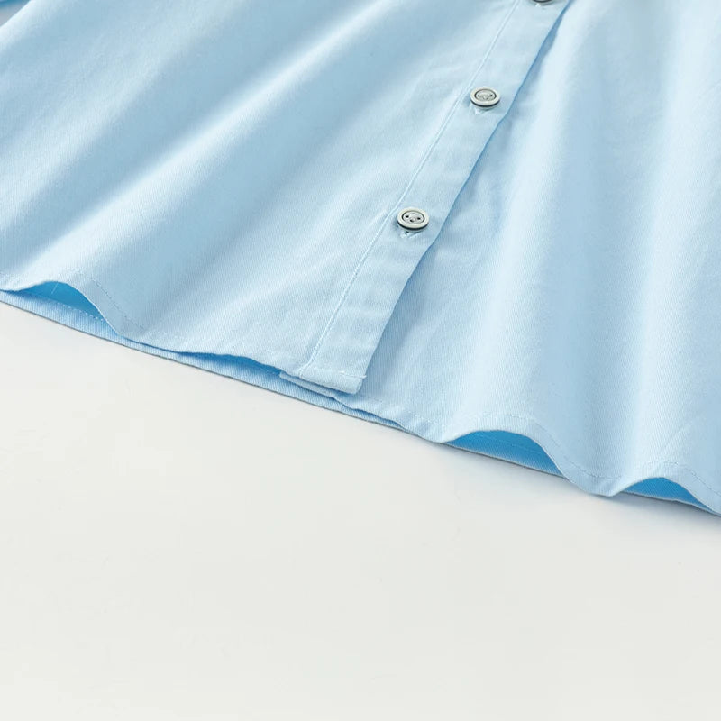 Dave Bella Solid Color Spring Fall Shirt for Gilrs Sweet Casual Cotton Blouse Childern Long Sleeve Button-Down Top DK3241515