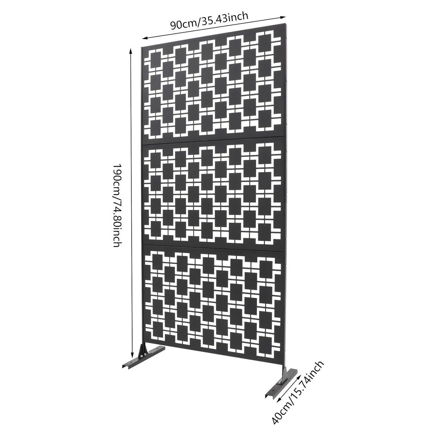 Outdoor Decorative Privacy Screen Panel Planter Wall Metal Fence Panels for Garden Patio Black