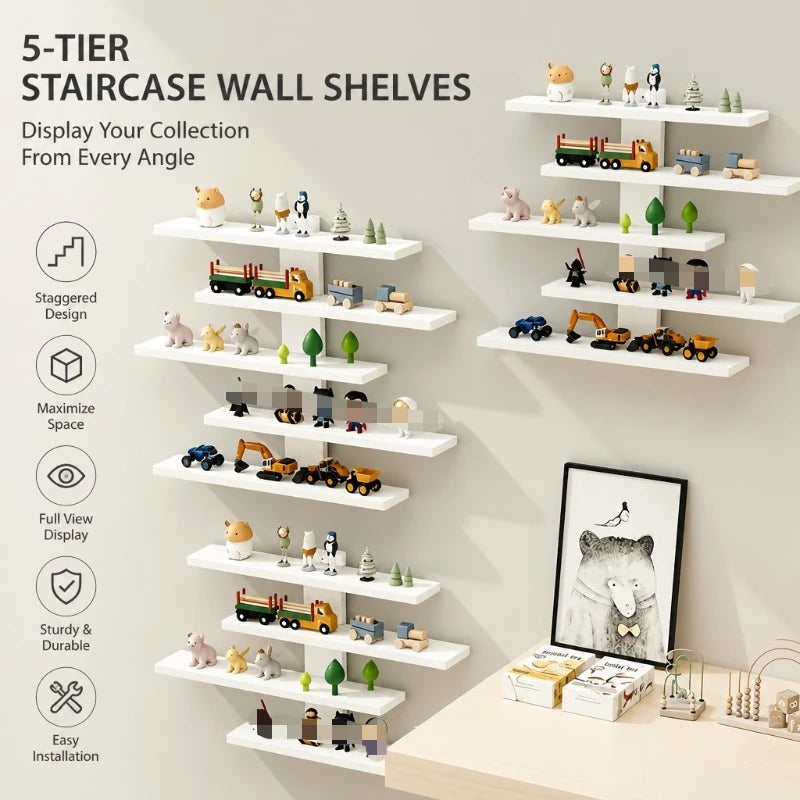 Four Piece Modern Floating Wall Shelf Display Rack Set