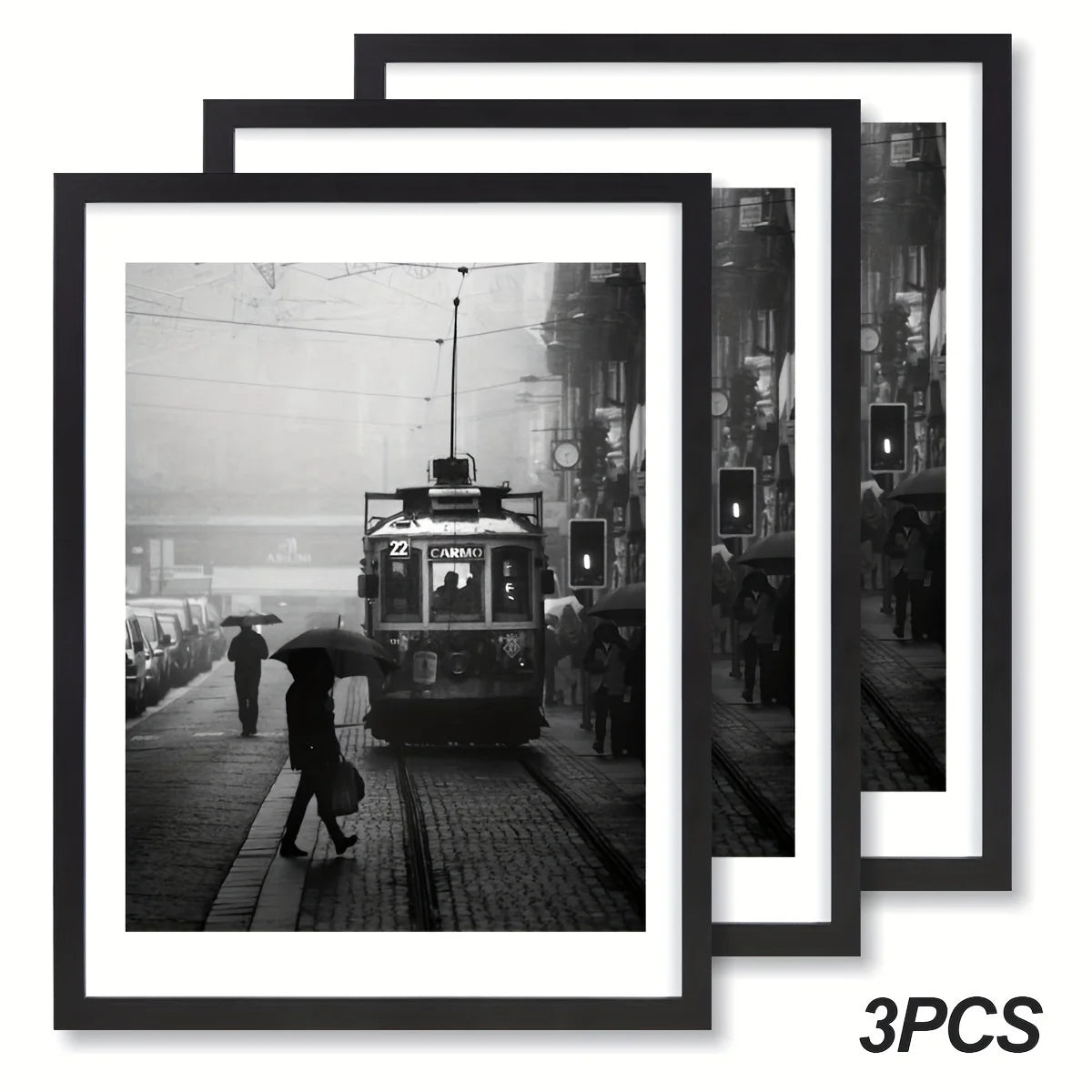 [3pcs Classic Poster Frames] 3pcs Classic Style Vertical Oblong Poster Frames | 12x16in Manufactured Wood Wall Decor for Bedroom