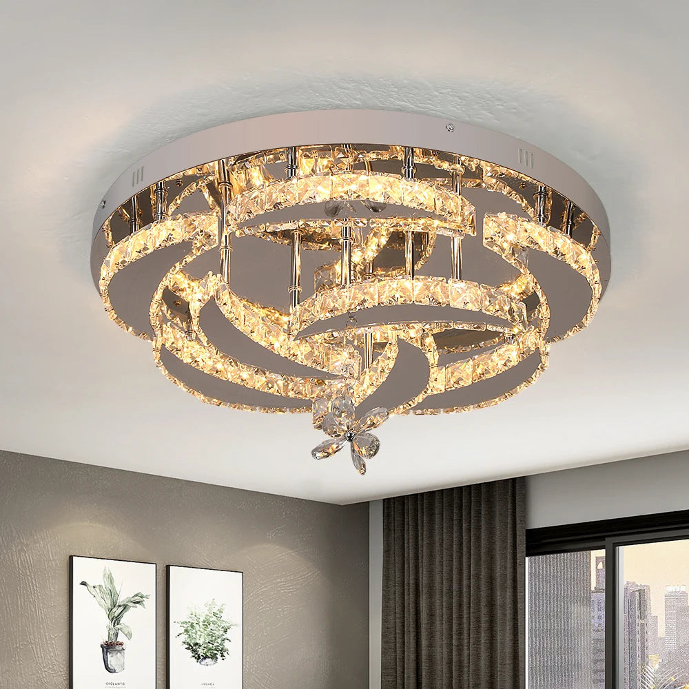 VETRULUS K9 Crystal Chandelier Modern Ceiling Pendant Light Dimmable