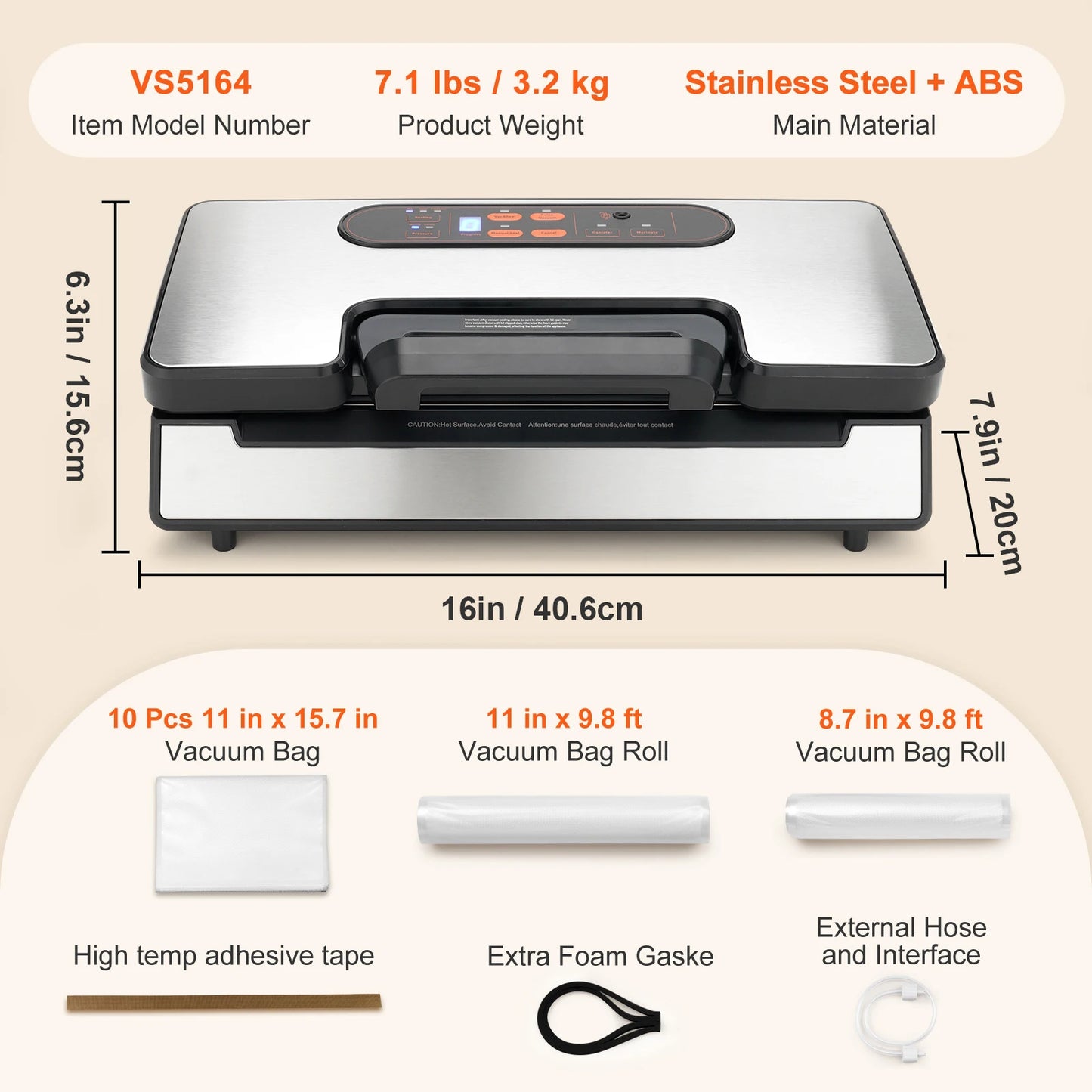 SucceBuy Vacuum Sealer Machine 90KPa 130W Food Packaging