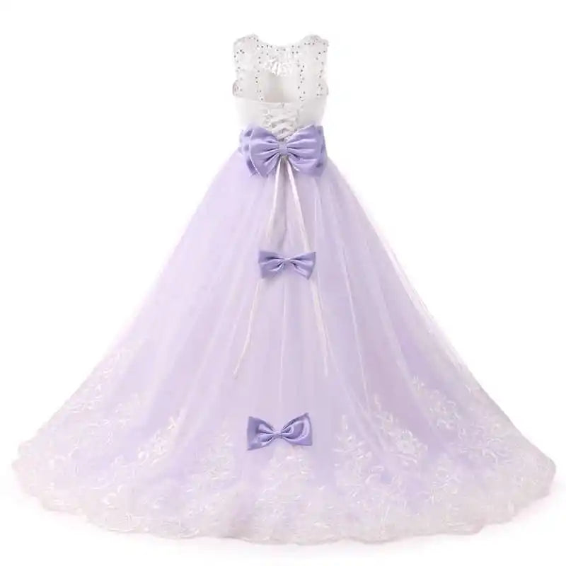 Girls' Lilac Autumn and Winter Princess Dress Children's Tulle Ball Gown Christmas Holiday Dress