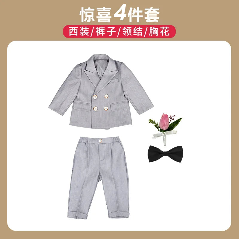 Psymonster Kids Formal Tuxedo Suit With Vest Jacket Pants