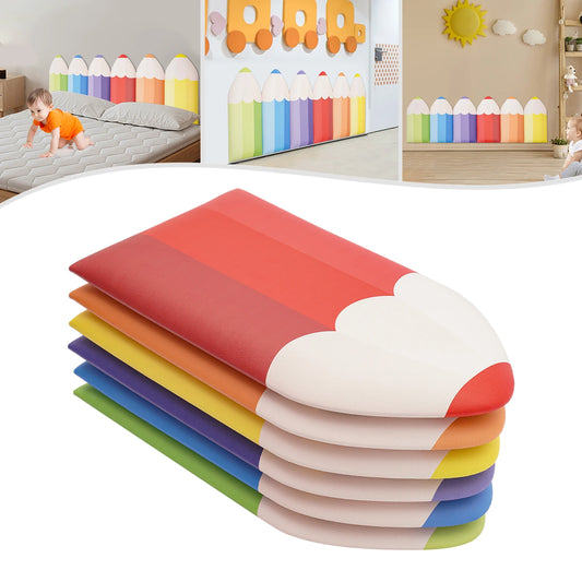 3D Pencil-Shaped Wall Padding for Kids 6-Piece Set
