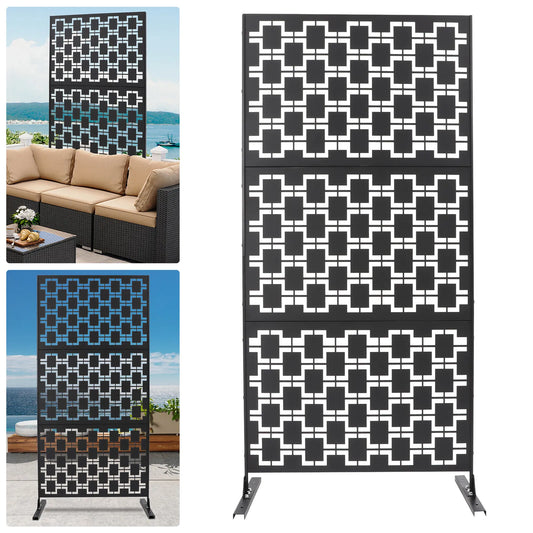 Outdoor Decorative Privacy Screen Panel Planter Wall Metal Fence Panels for Garden Patio Black