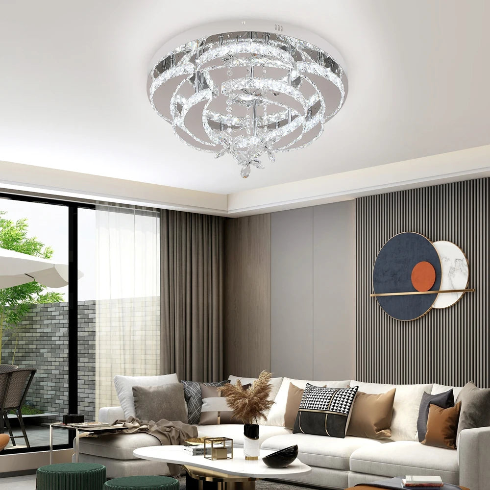 VETRULUS Modern Crystal LED Chandelier Ceiling Light