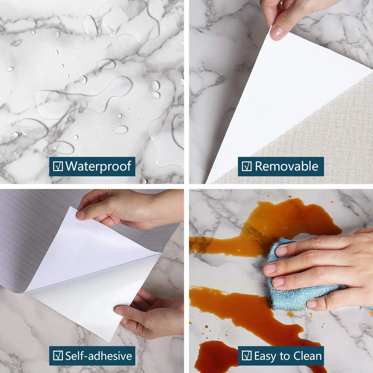 Marble Self Adhesive Waterproof Contact Paper Wall Stickers