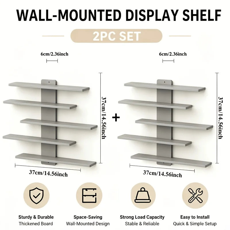 Four Piece Modern Floating Wall Shelf Display Rack Set