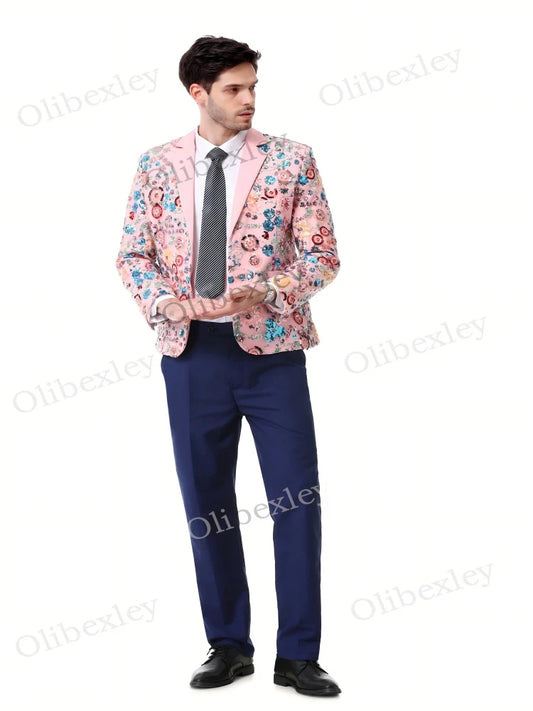 Olibexley Sequined Men's Two Piece Slim Fit Wedding Suit