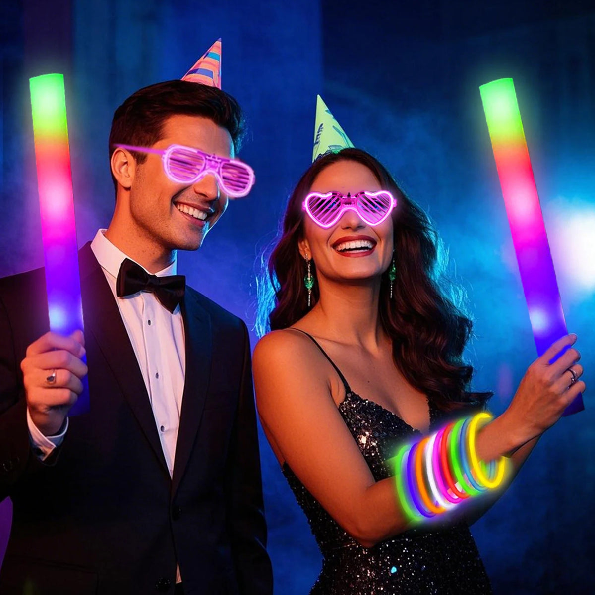 166 Piece Glow Party Set Led-Glasses Foam-Sticks Finger-Lights Glow-Sticks