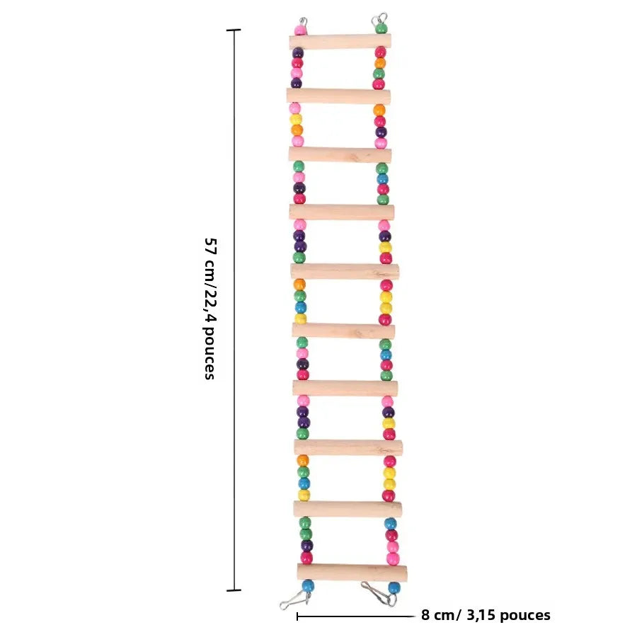 L Size 10 Ladder Pet Birds Swing Wooden Bridge Ladder Climb Cockatiel Parakeet Budgie Parrot Toy Wood Ladder