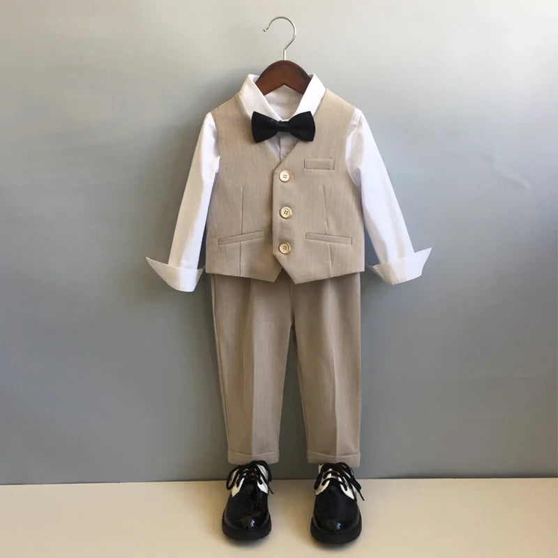 Psymonster Kids Formal Tuxedo Suit With Vest Jacket Pants
