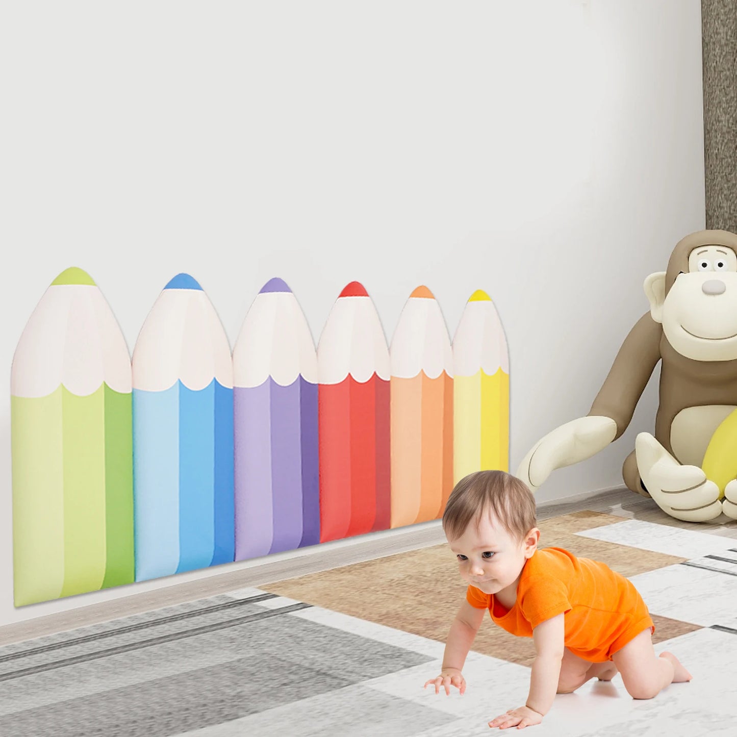 3D Pencil-Shaped Wall Padding for Kids 6-Piece Set