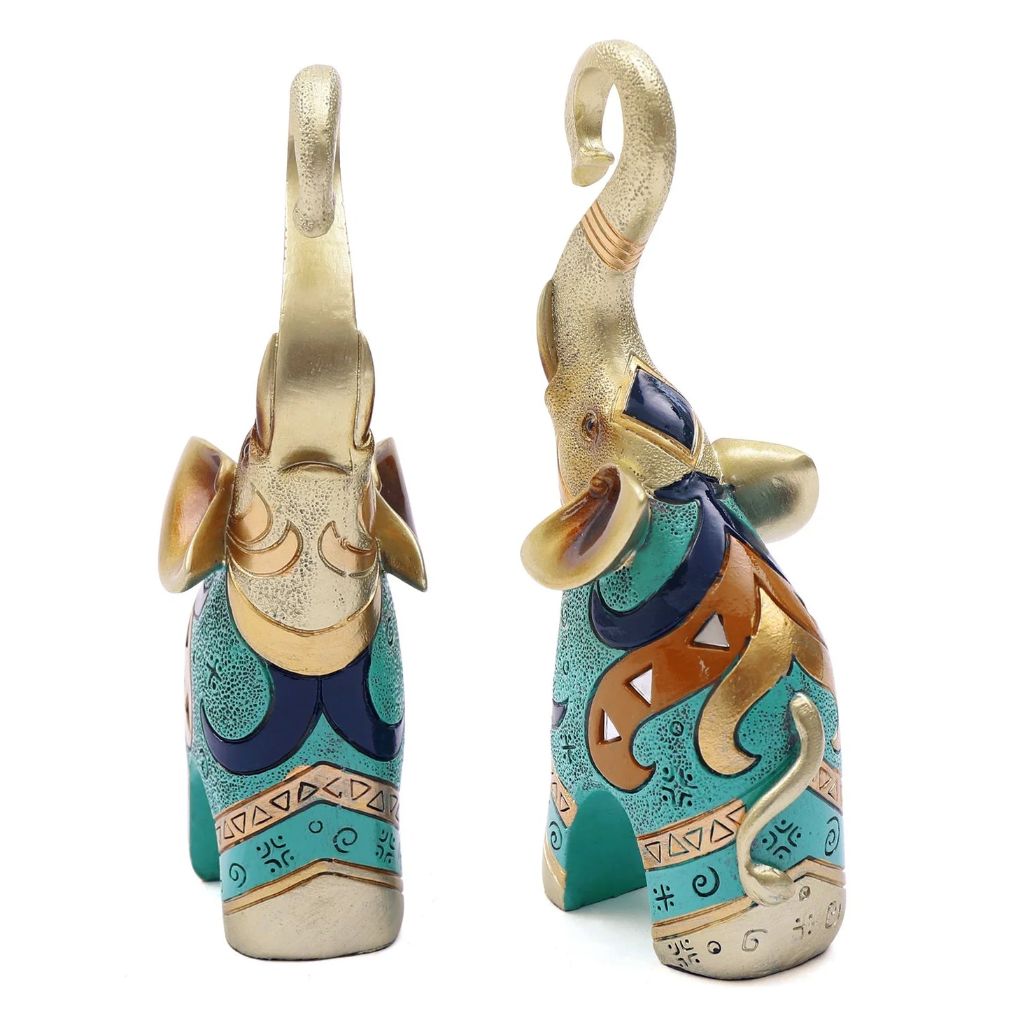 Modern Simplicity Elephant Ornaments—Hand-Carved Ancient Symbols, Compact Size, Fits Wine Cabinet/Porch/End Table Glossy Texture