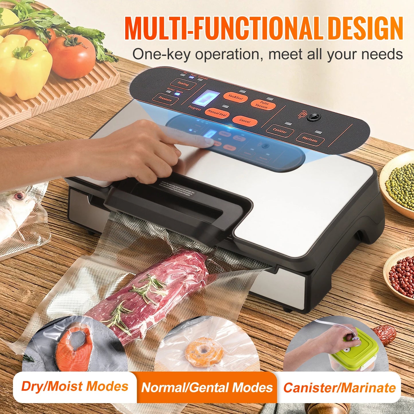 SucceBuy Vacuum Sealer Machine 90KPa 130W Food Packaging
