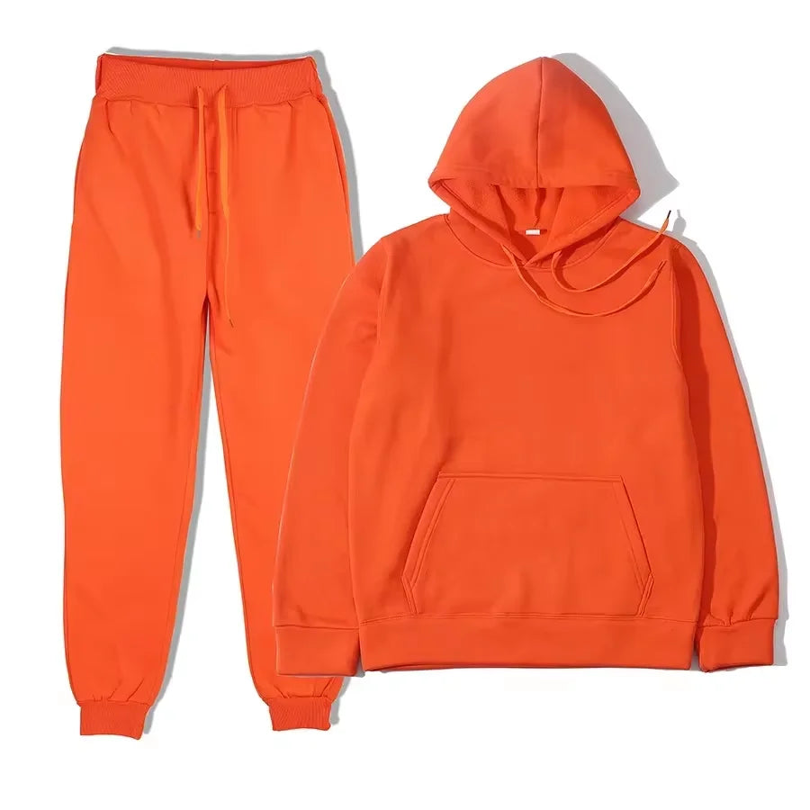 Winter Tracksuit Women Two Piece Set - Oversized Hoodie Sweatpants Solid Color Sportswear Suit |Casual Sweatshirt Trouser Set